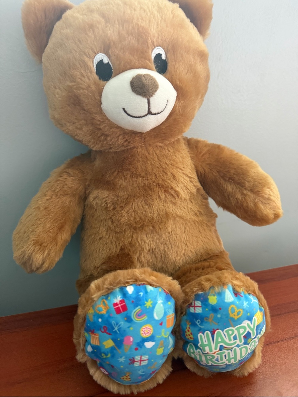 Build a Bear Bear with Blue 'Happy Birthday' Feet